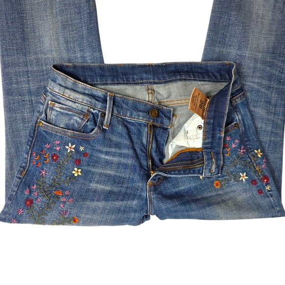 DRIFTWOOD Floral Embroidered Denim Straight Cut Jeans Size 26 - Picture 4 of 15